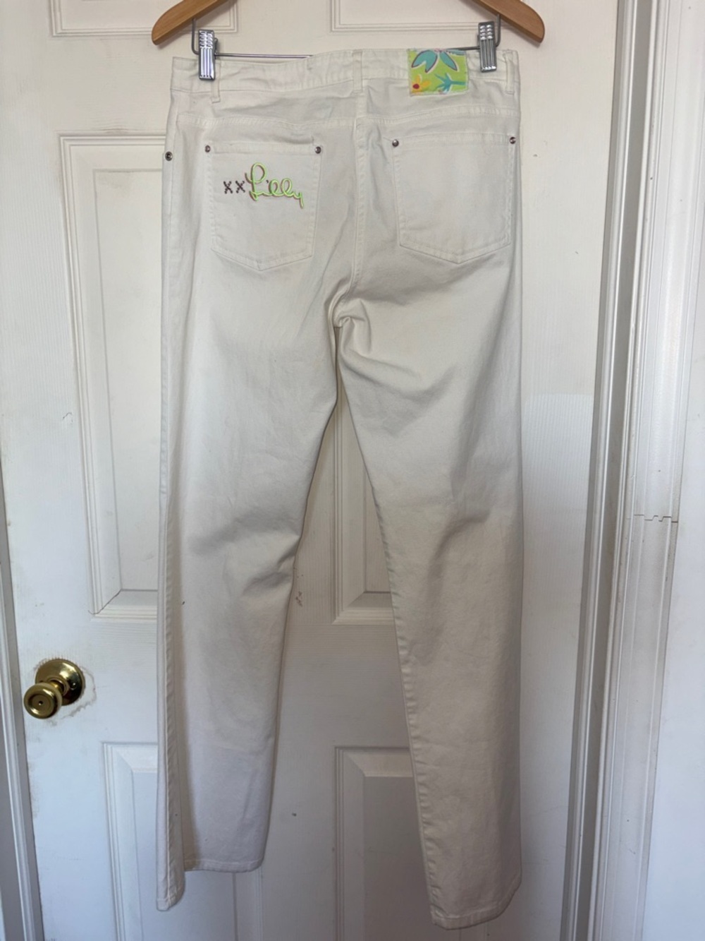 Lilly Pulitzer Embroidered Palm Beach White Jeans Size 4